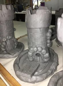 Clay Slab Castle with Moat and Glass Beads