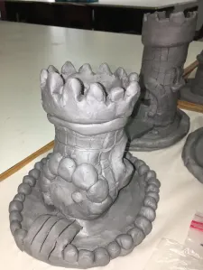 Clay Slab Castle with Moat and Glass Beads