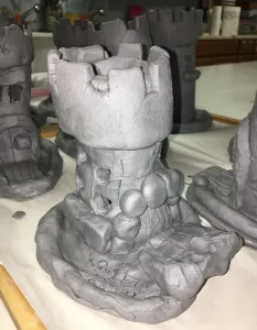 Clay Slab Castle with Moat and Glass Beads