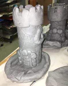 Clay Slab Castle with Moat and Glass Beads