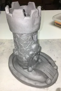 Clay Slab Castle with Moat and Glass Beads