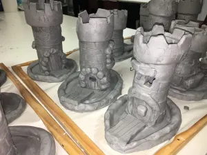 Clay Slab Castle with Moat and Glass Beads