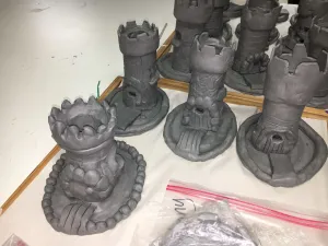 Clay Slab Castle with Moat and Glass Beads