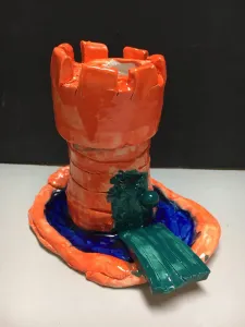 Clay Slab Castle with Moat and Glass Beads