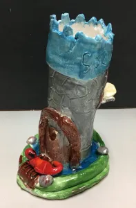 Clay Slab Castle with Moat and Glass Beads