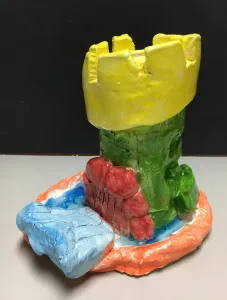 Clay Slab Castle with Moat and Glass Beads
