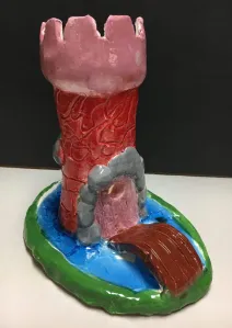 Clay Slab Castle with Moat and Glass Beads