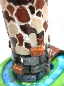 Clay Slab Castle with Moat and Glass Beads