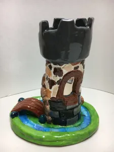 Clay Slab Castle with Moat and Glass Beads