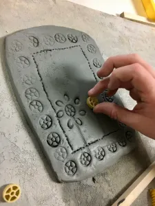Clay Slab Wall Pocket with Pasta Noodle Designs