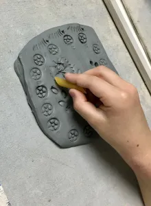 Clay Slab Wall Pocket with Pasta Noodle Designs