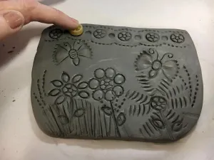 Clay Slab Wall Pocket with Pasta Noodle Designs