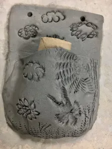 Clay Slab Wall Pocket with Pasta Noodle Designs