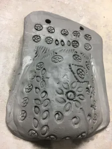 Clay Slab Wall Pocket with Pasta Noodle Designs