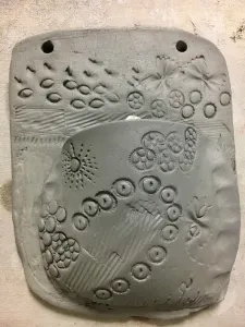 Clay Slab Wall Pocket with Pasta Noodle Designs