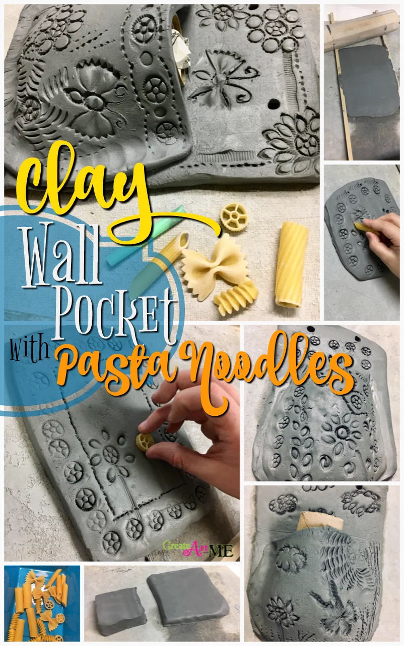 Clay Slab Wall Pocket with Pasta Noodle Designs
