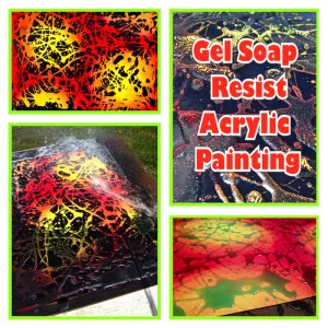 Gel Soap Resist Acrylic Painting