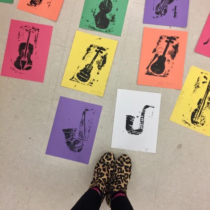 Jazz Printmaking & Collage Art Lesson Plan