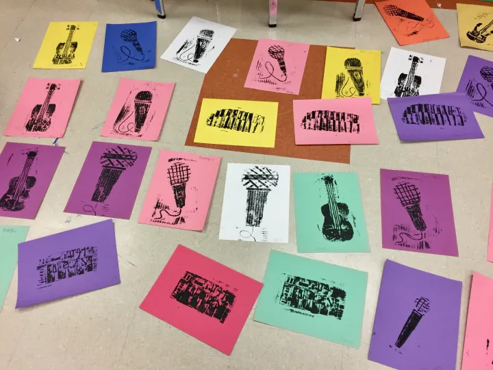 Jazz Printmaking & Collage Art Lesson Plan