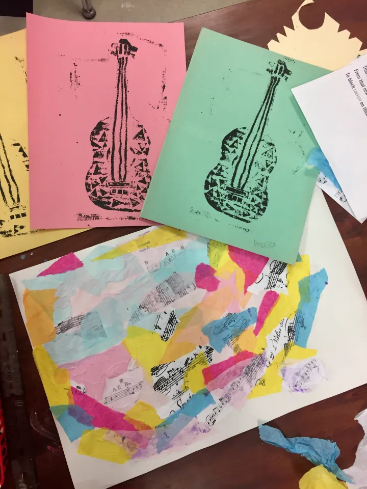 Jazz Printmaking & Collage Art Lesson Plan