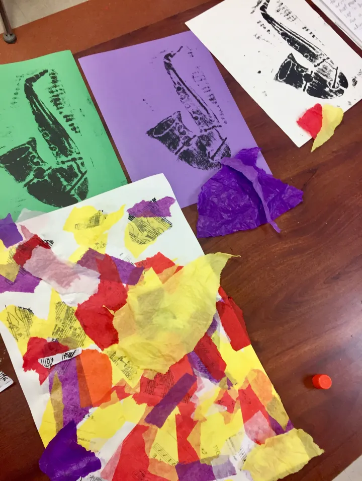 Jazz Printmaking & Collage Art Lesson Plan