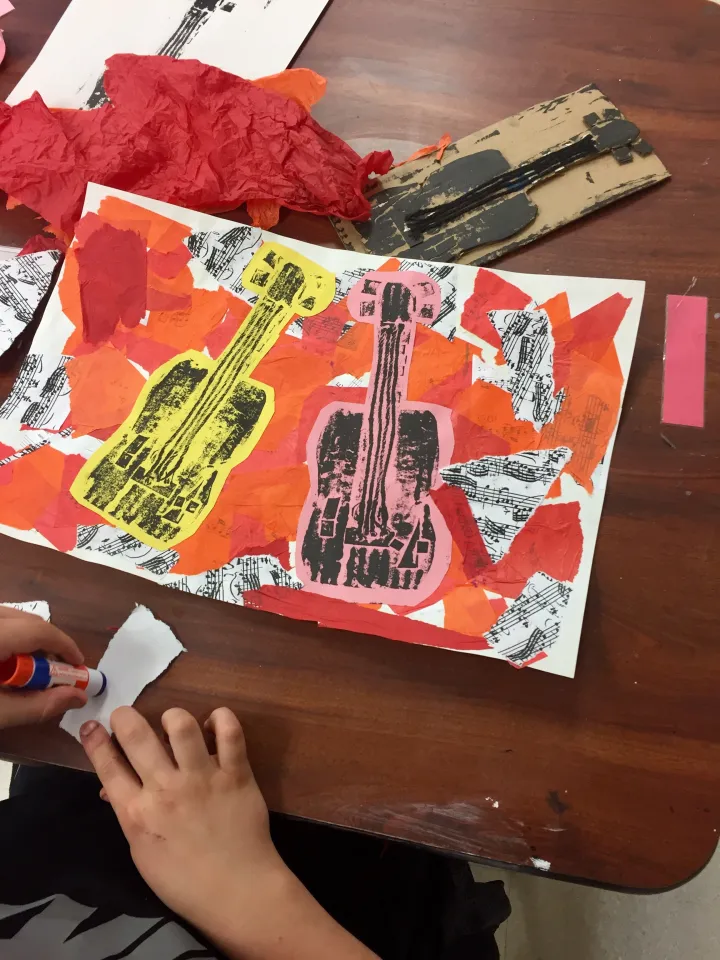 Jazz Printmaking & Collage Art Lesson Plan