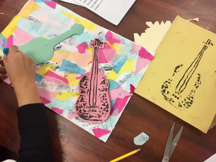 Jazz Printmaking & Collage Art Lesson Plan
