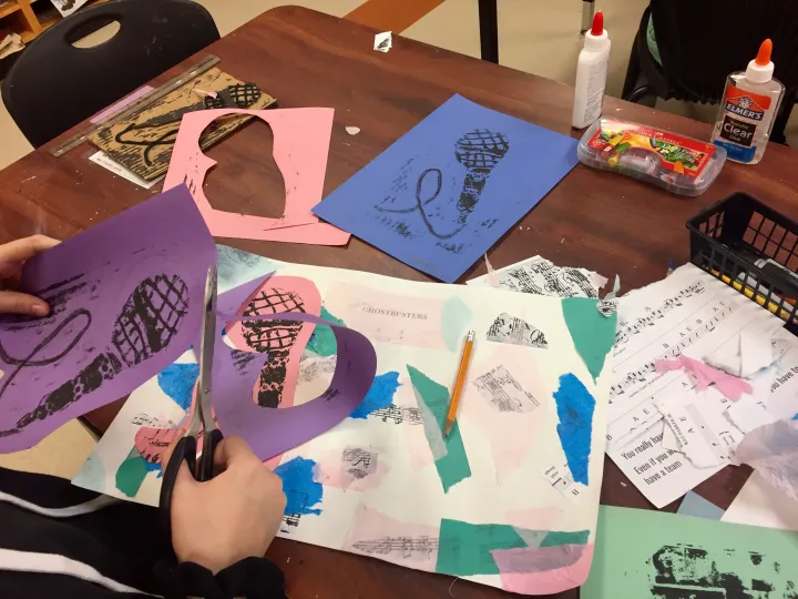 Jazz Printmaking & Collage Art Lesson Plan