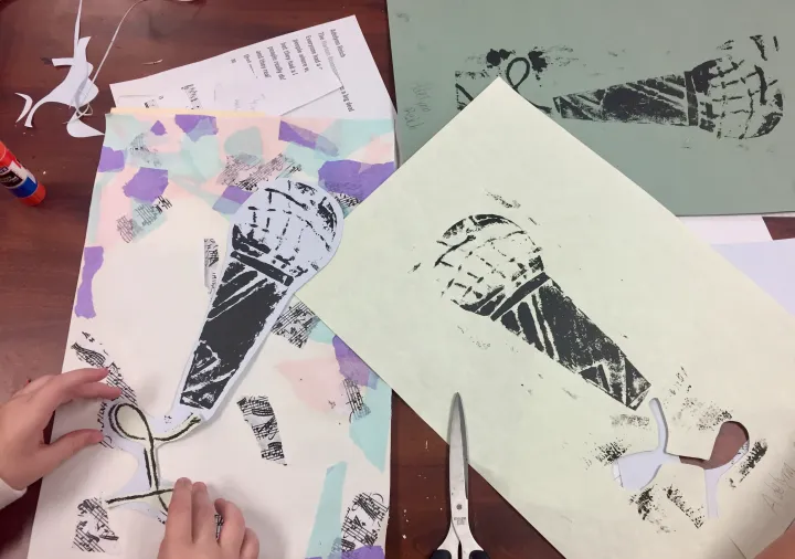 Jazz Printmaking & Collage Art Lesson Plan