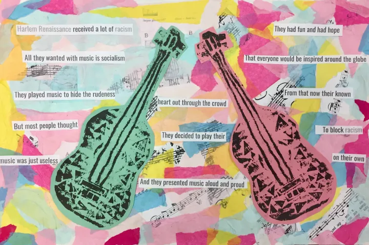 Jazz Printmaking & Collage Art Lesson Plan