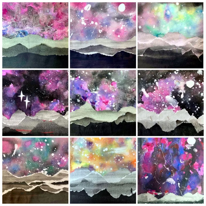 Torn Paper Galaxy Landscape