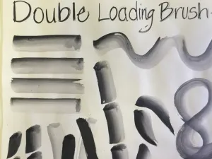 Double load brush 2 value sumi-e strokes painting lesson