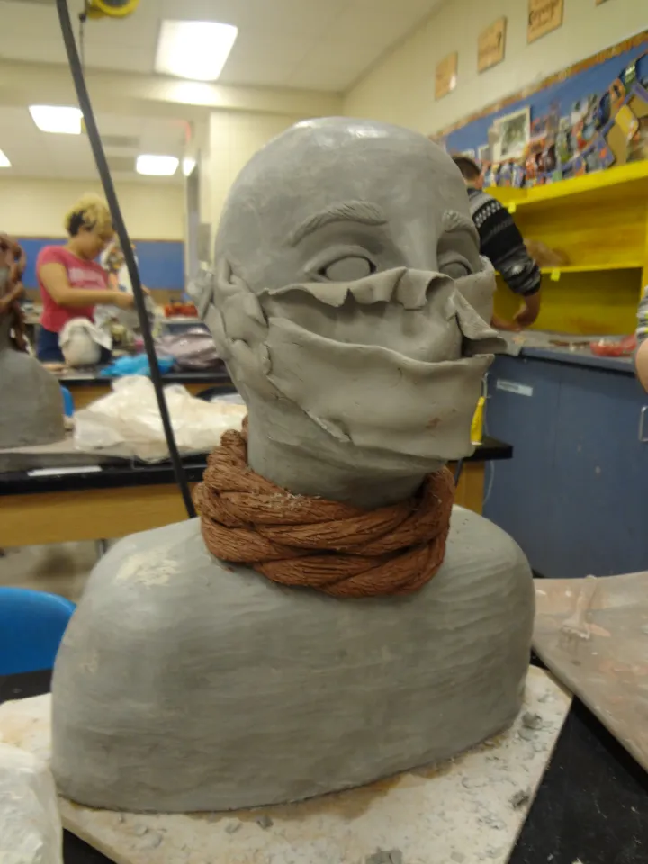 clay bust art lesson