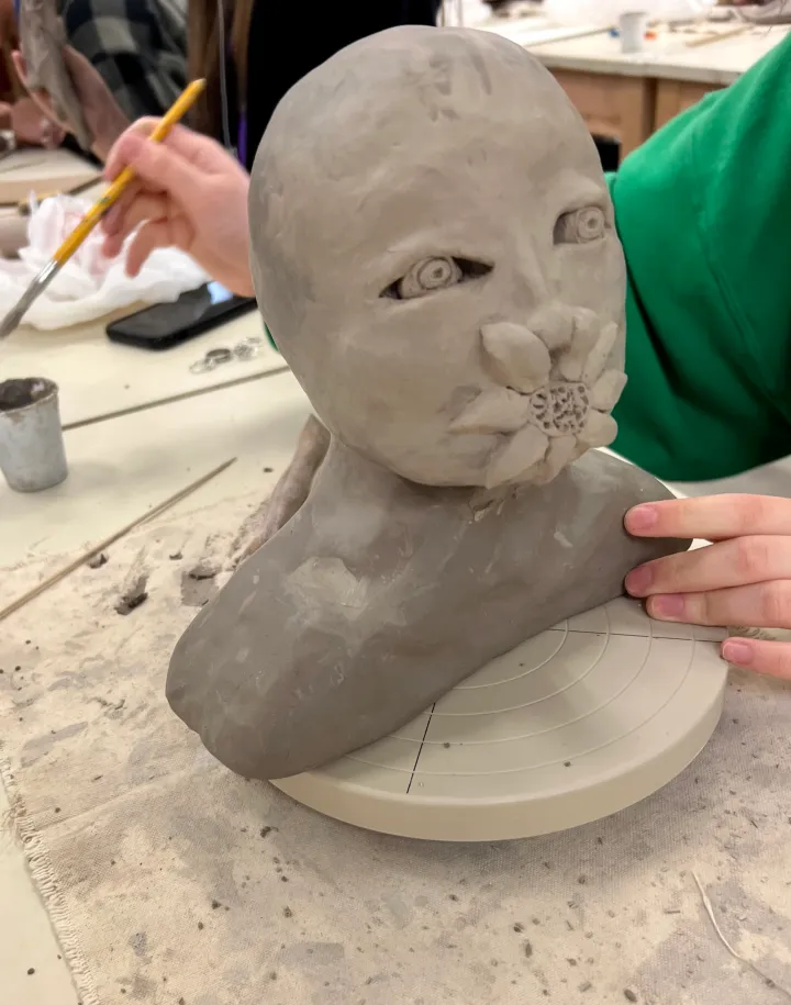 clay bust art lesson