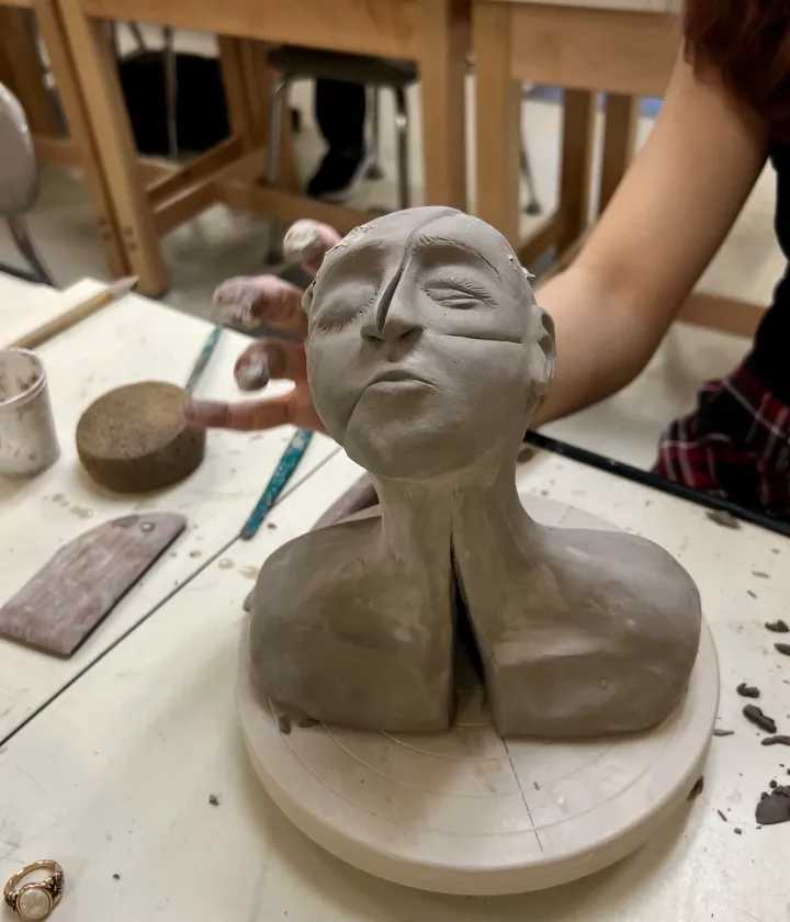 clay bust art lesson