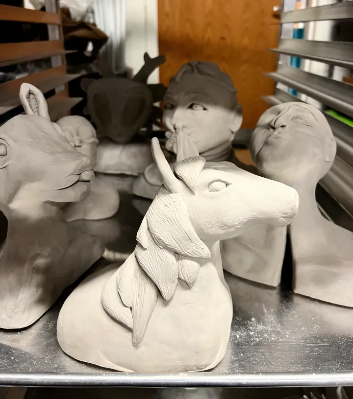 clay bust art lesson