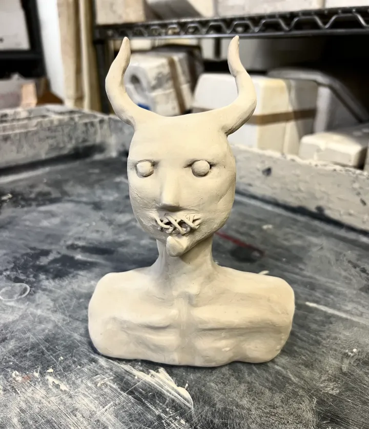 clay bust art lesson