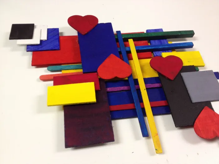 Rhythm Wood Shapes Relief Sculpture
