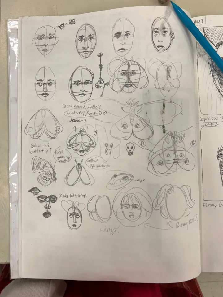 mask sketches for clay