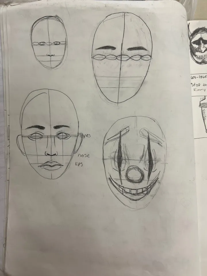 mask sketches for clay