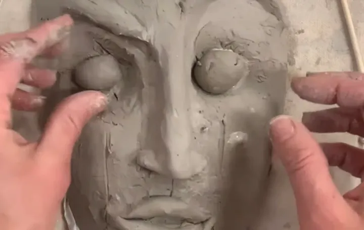 expressive clay portrait