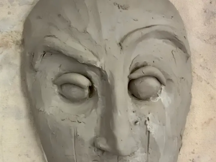 expressive clay portrait