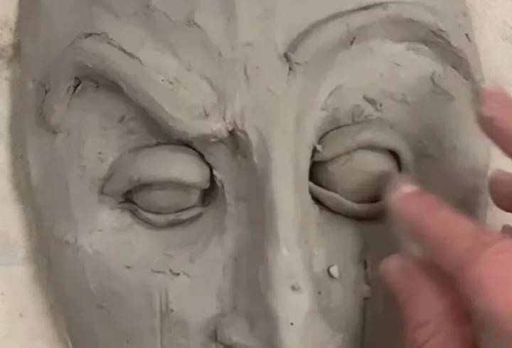 expressive clay portrait