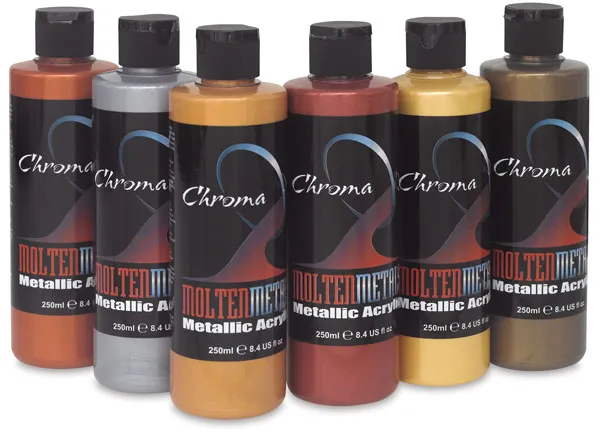 Chroma Molten Metals Acrylics - Set of 6 Colors