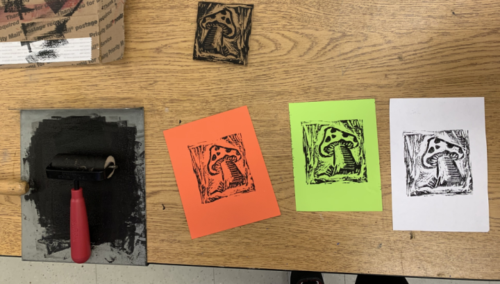 mini practice linocut