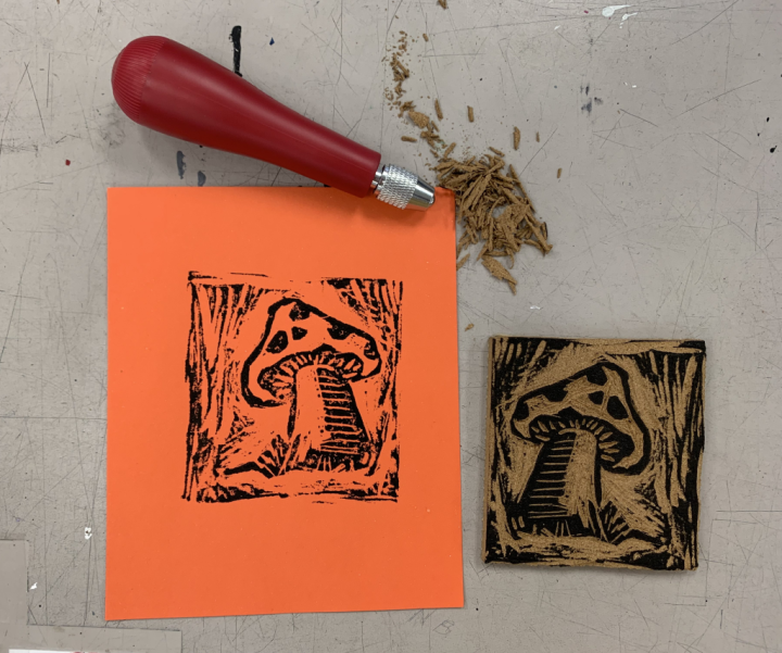 mini practice linocut