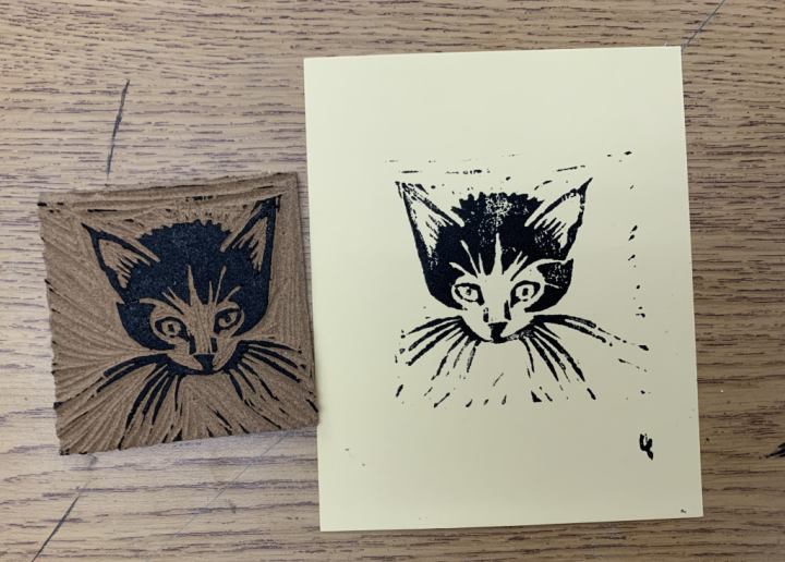 mini practice linocut