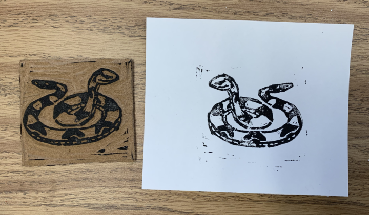 mini practice linocut