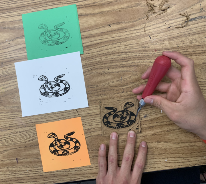 mini practice linocut