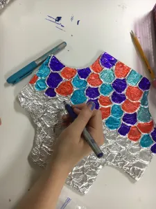 Color Scheme Foil Cardboard Relief Sculpture